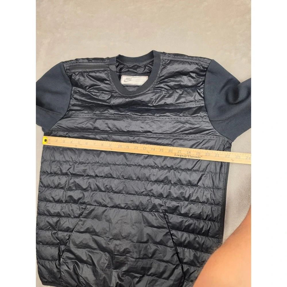 Nike Aeroloft 800 Down Fill Crew Sweatshirt Mens L Black Hybrid Side Zip 678265